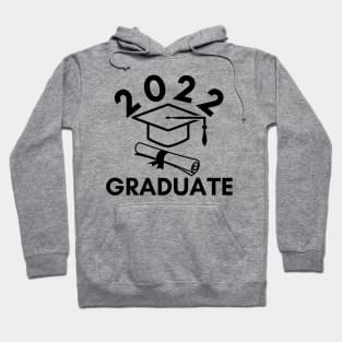 2022 Graduate. Typography Black Graduation 2022 Design with Graduation Cap and Scroll. Hoodie